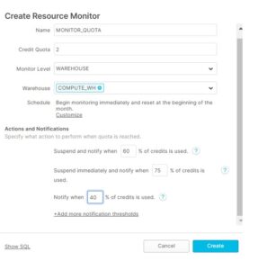 Snowflake : Configure Resource Monitor - Cloudyard