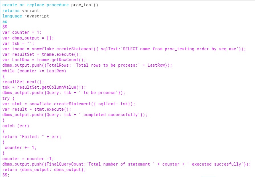 Javascript Proc