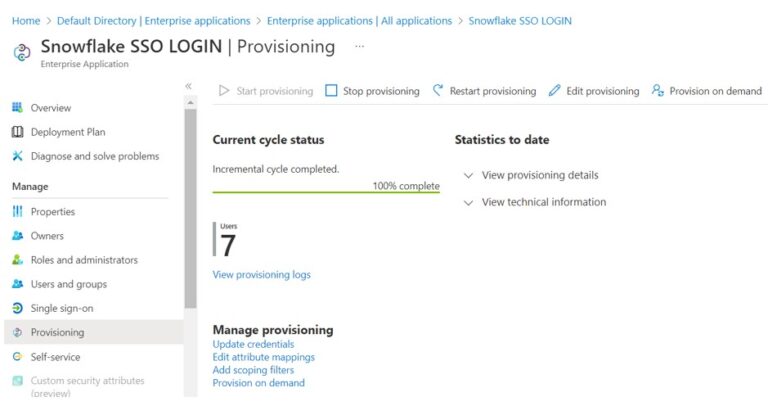 Snowflake: Provisioning in AAD to synch Users - Cloudyard