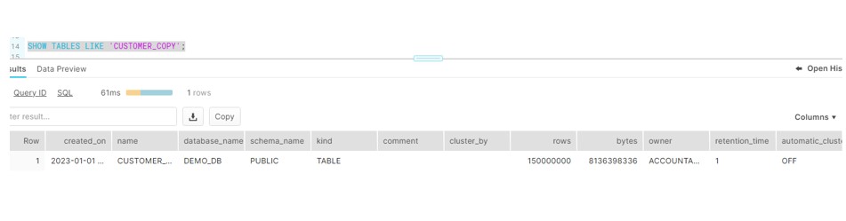 COPY Cluster table