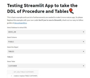 Streamlit App: Export DDL